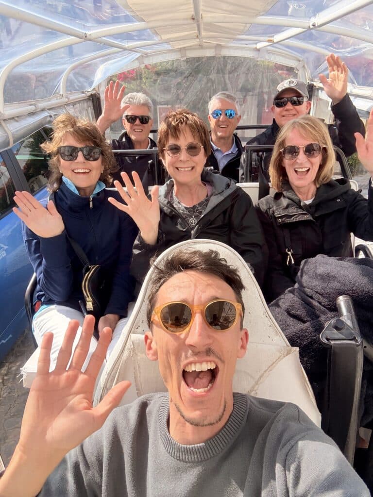 A cruise guest exploring Sintra in one of our tuk tuks โ just 45 minutes after leaving Lisbon port.