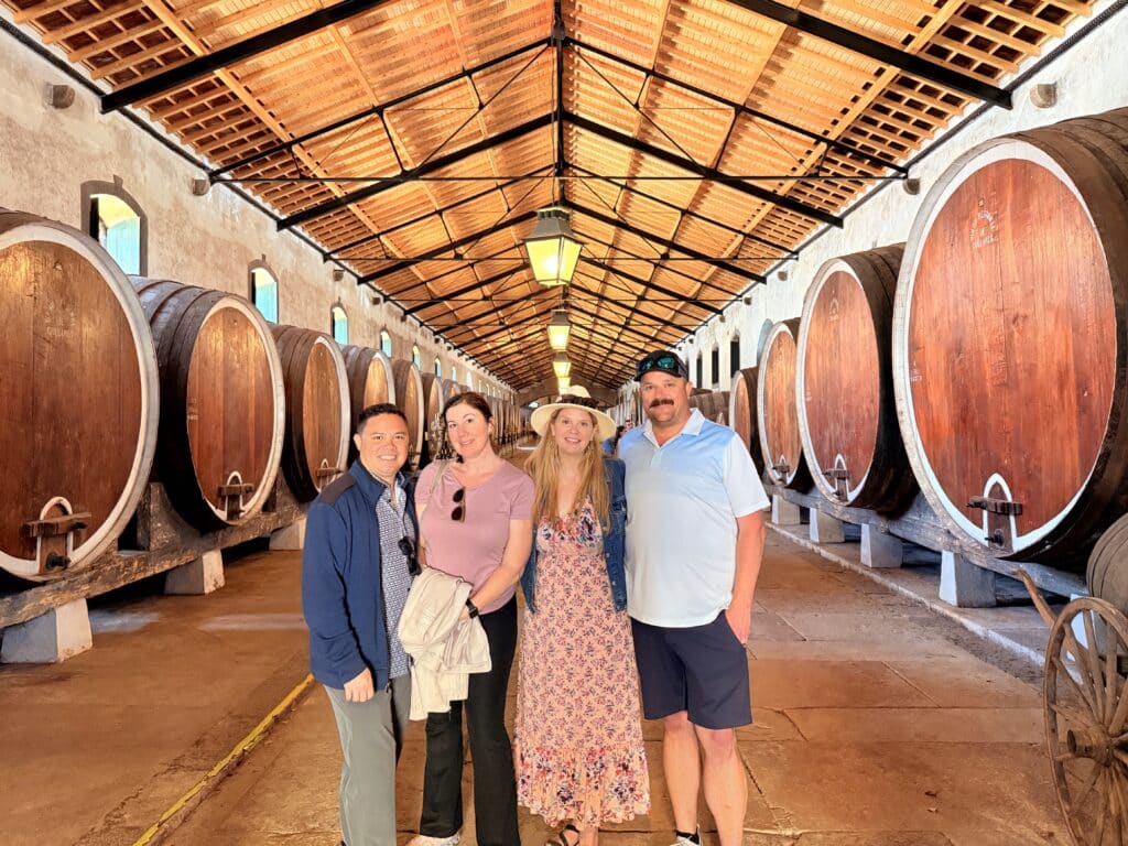 A cruise guest exploring Sintra in a winery in one of our tuk tuks โ just 45 minutes after leaving Lisbon port.