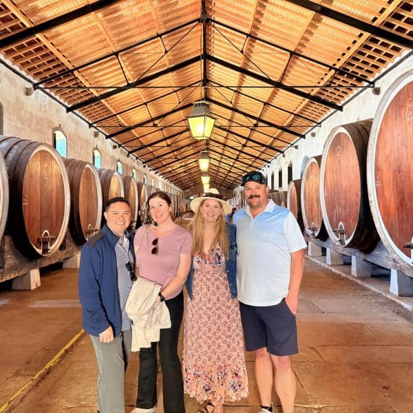 A cruise guest exploring Sintra in a winery in one of our tuk tuks โ just 45 minutes after leaving Lisbon port.